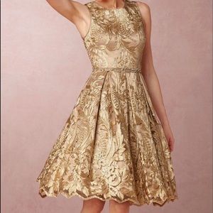 Women’s BHLDN gold lace dress